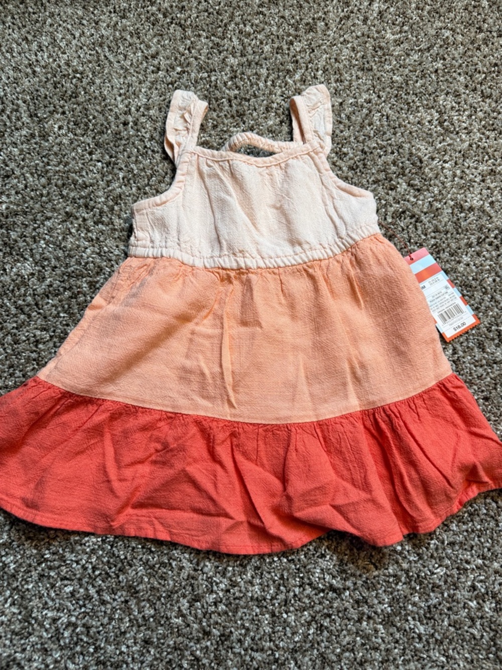 Girls Tiered Pink and Coral Casual Sundress with Diaper Cover NWT 18 months